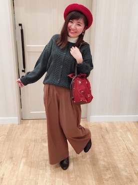 「巾着バッグ」｜「アイテム（ダッフルコート）」を使った、miss＊さん（レディース・148cm）の冬コーディネート