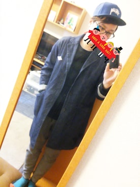 「DANTON（ダントン）のアイテム（デニムジャケット）」を使った、ショウさん（メンズ・168cm）の冬コーディネート
