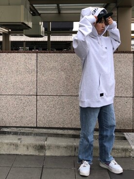 「AVIREX（アヴィレックス）の【直営店限定】エアフォース ベースキャップ/AIR FORCE BACES CAP（キャップ）」を使った、亜弥香さん（レディース・150cm）の冬コーディネート