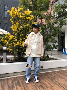 「AVIREX（アヴィレックス）の【直営店限定】エアフォース ベースキャップ/AIR FORCE BACES CAP（キャップ）」を使った、亜弥香さん（レディース・150cm）の冬コーディネート