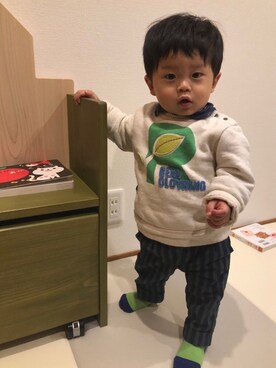 「RAGMART（ラグマート）のアイテム（スウェット）」を使った、asabowさん（キッズ・80cm）の冬コーディネート