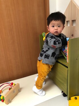 「RAGMART（ラグマート）のアイテム（パンツ）」を使った、asabowさん（キッズ・80cm）の冬コーディネート