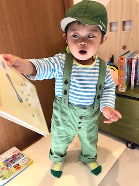 「RAGMART（ラグマート）のアイテム（オールインワン・サロペット）」を使った、asabowさん（キッズ・80cm）の春コーディネート