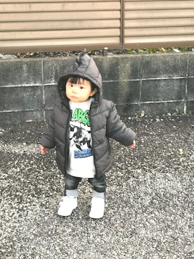 「ZARA KIDS」｜「アイテム（ダウンジャケット/コート）」を使った、Ren10Hinaさん（キッズ・80cm）の冬コーディネート