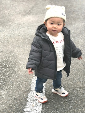 「ZARA KIDS」｜「アイテム（ダウンジャケット/コート）」を使った、Ren10Hinaさん（キッズ・80cm）の冬コーディネート