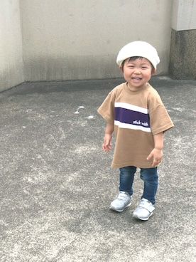 「シルバーシューズ」｜「アイテム（ハンチング/ベレー帽）」を使った、Ren10Hinaさん（キッズ・80cm）の夏コーディネート