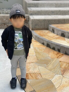 「BREEZE（ブリーズ）のアイテム（ナイロンジャケット）」を使った、Ren10Hinaさん（キッズ・90cm）の秋コーディネート