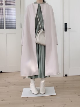 「アイテム（ノーカラーコート）」を使った、michiさん（レディース・157cm・40代）の冬コーディネート