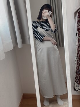 「アイテム（ワンピース/ドレス、シルバー系）」を使った、みいさん（レディース・157cm）の春コーディネート