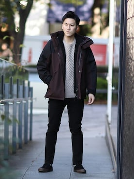 「アイテム（マウンテンパーカー、ブラウン系）」を使った、山ちゃんさん（メンズ・177cm）の秋コーディネート