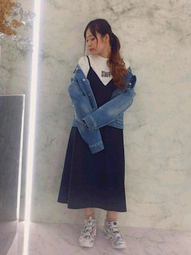 「ストリート女子」｜「アイテム（デニムジャケット）」を使った、MAO☻さん（レディース・157cm）の冬コーディネート