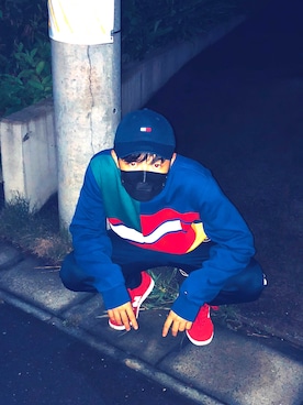 「TOMMY（トミー）のアイテム（帽子）」を使った、きむちさん（メンズ・174cm）の冬コーディネート
