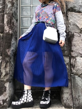 「ScoLar（スカラー）のアイテム（ニット/セーター、グレー系）」を使った、🦋CocoRo🦋さん（レディース・160cm）の春コーディネート