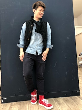 「Bamboo（バンブー）のアイテム」を使った、G＿hrさん（メンズ・175cm）の冬コーディネート