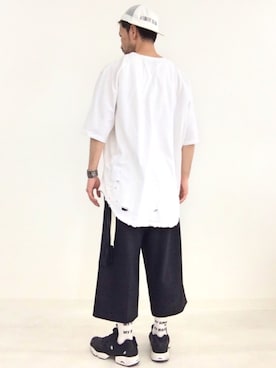 「BASISBROEK（バシスブルック）のアイテム（スラックス）」を使った、Shinya Tokunagaさん（メンズ・172cm）の夏コーディネート