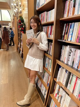 「AS（アス）のアイテム」を使った、Yoko Chuangさん（レディース・165cm）の冬コーディネート