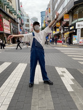 「ラブアンドピース2020」｜「アイテム（サロペット/オーバーオール）」を使った、福士仙寿さん（メンズ・174cm）の秋コーディネート