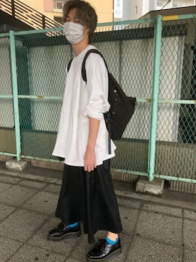 「スカートコーデ」｜福士仙寿さん（メンズ・174cm）の秋コーディネート