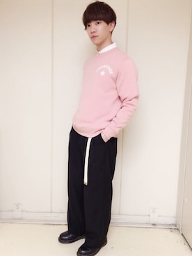 「CONVERSE（コンバース）のアイテム（スウェット）」を使った、ボノㆍ보노 さん（メンズ・168cm）の冬コーディネート