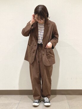 「POU DOU DOU（プードゥドゥ）のアイテム（ブルゾン）」を使った、かわかみさん（レディース・154cm）の春コーディネート