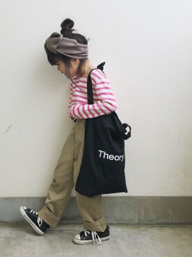 「theory（セオリー）のアイテム（バッグ）」を使った、kokkoさん（キッズ・110cm）の春コーディネート