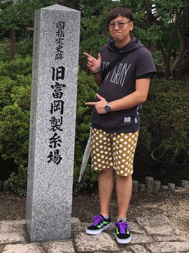 「STINGRAY（スティングレイ）のアイテム」を使った、水玉男さん（メンズ・180cm）の夏コーディネート