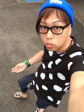「ROLLING CRADLE（ローリングクレイドル）のアイテム（ニットキャップ/ビーニー）」を使った、水玉男さん（メンズ・180cm）の夏コーディネート