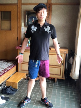 「ROLLING CRADLE（ローリングクレイドル）のアイテム（パンツ）」を使った、水玉男さん（メンズ・180cm）の夏コーディネート