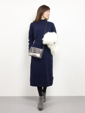 「Accessorize（アクセサライズ）のアイテム（クラッチバッグ）」を使った、RINAさん（レディース・160cm）の冬コーディネート