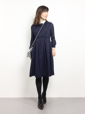 「URBAN RESEARCH（アーバンリサーチ）のアイテム（ドレス）」を使った、RINAさん（レディース・160cm）の冬コーディネート