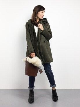 「Spick & Span（スピックアンドスパン）の≪追加2≫【PELLETTERIA VENETA】 レザーバケツバッグ◆（ショルダーバッグ）」を使った、RINAさん（レディース・160cm）の冬コーディネート