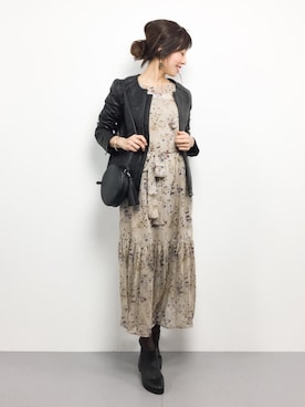 「PLAIN CLOTHING（プレーンクロージング）のアイテム（ブーツ）」を使った、RINAさん（レディース・160cm）の冬コーディネート