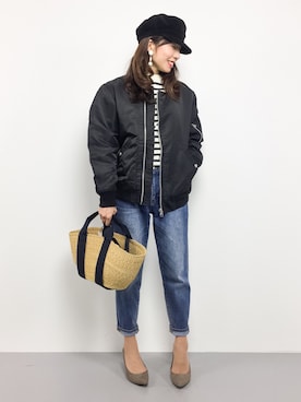 「JOURNAL STANDARD relume（ジャーナルスタンダード　レリューム）のアイテム（MA-1）」を使った、RINAさん（レディース・160cm）の冬コーディネート