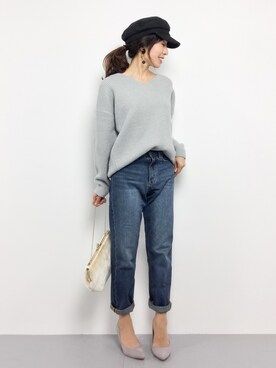 「LAPUIS（ラピュイ）のアイテム（クラッチバッグ）」を使った、RINAさん（レディース・160cm）の冬コーディネート