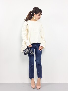 「Carlie e felice（カーリーエフェリーチェ）のアイテム（シューズ）」を使った、RINAさん（レディース・160cm）の冬コーディネート