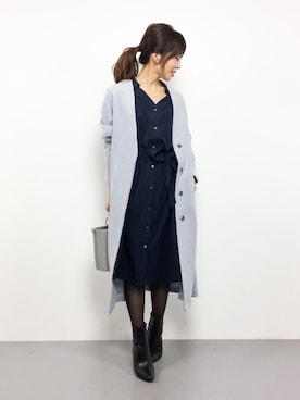「Chez toi（シェトワ）のアイテム（その他アウター）」を使った、RINAさん（レディース・160cm）の冬コーディネート