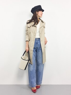 「URBAN RESEARCH DOORS（アーバンリサーチドアーズ）のデニムワイドパンツ（デニムパンツ）」を使った、RINAさん（レディース・160cm）の冬コーディネート