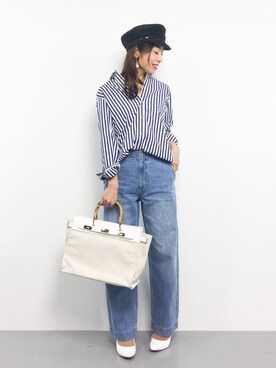 「URBAN RESEARCH DOORS（アーバンリサーチドアーズ）のデニムワイドパンツ（デニムパンツ）」を使った、RINAさん（レディース・160cm）の冬コーディネート