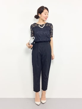 「パーティー」｜「アイテム（サロペット/オーバーオール）」を使った、RINAさん（レディース・160cm）の冬コーディネート