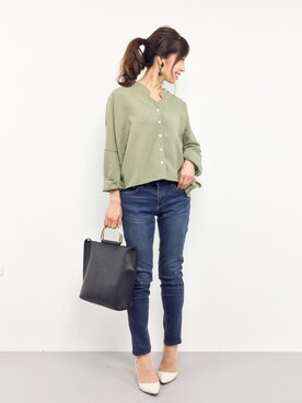 「FREAK'S STORE（フリークスストア）のパーツイヤリング-クリア-（イヤリング）」を使った、RINAさん（レディース・160cm）の冬コーディネート