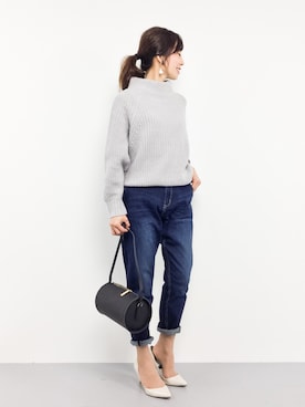 「BEAUTY&YOUTH UNITED ARROWS（ビューティーアンドユースユナイテッドアローズ）のby ※∵デニムテーパードパンツ◆（デニムパンツ）」を使った、RINAさん（レディース・160cm）の冬コーディネート
