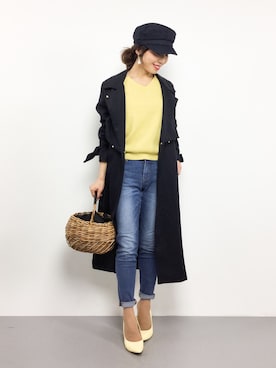 「31 Sons de mode（トランテアン　ソン　ドゥ　モード）のアイテム（トレンチコート）」を使った、RINAさん（レディース・160cm）の冬コーディネート