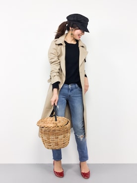 「KBF+（ケービーエフプラス）のアイテム（帽子）」を使った、RINAさん（レディース・160cm）の冬コーディネート