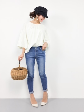 「KBF+（ケービーエフプラス）のアイテム（帽子）」を使った、RINAさん（レディース・160cm）の冬コーディネート