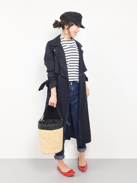「31 Sons de mode（トランテアン　ソン　ドゥ　モード）のアイテム（トレンチコート）」を使った、RINAさん（レディース・160cm）の春コーディネート