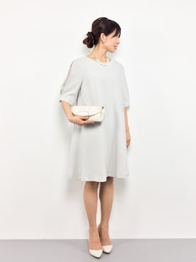 「アイテム（ドレス、グレー系）」を使った、RINAさん（レディース・160cm）の春コーディネート