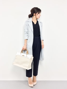 「水色」｜「アイテム（トレンチコート）」を使った、RINAさん（レディース・160cm）の春コーディネート