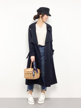 「31 Sons de mode（トランテアン　ソン　ドゥ　モード）のアイテム（トレンチコート）」を使った、RINAさん（レディース・160cm）の春コーディネート