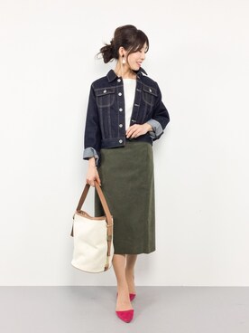 「archives（アルシーヴ）のアイテム（デニムジャケット）」を使った、RINAさん（レディース・160cm）の春コーディネート