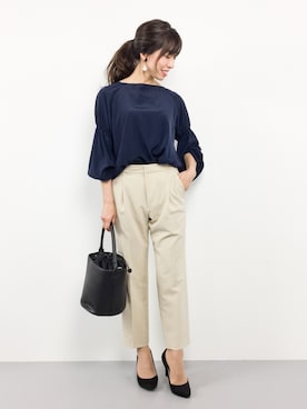 「URBAN RESEARCH DOORS（アーバンリサーチドアーズ）のDOORS リボンギャザースリーブブラウス（シャツ/ブラウス）」を使った、RINAさん（レディース・160cm）の春コーディネート